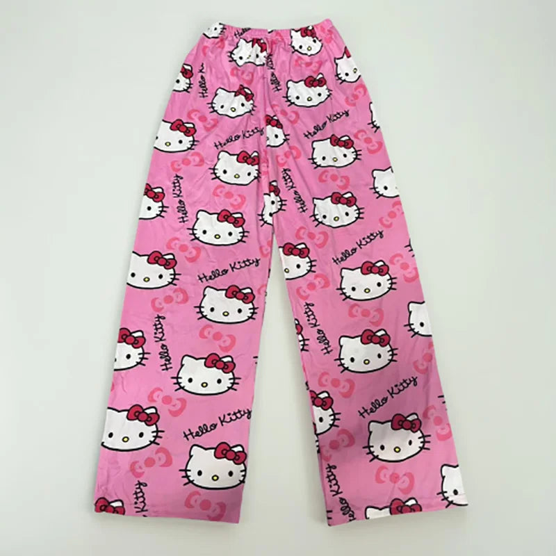 Hello Kitty Spider-man Cotton Loose Ladies Pajama Pants Pyjama Trousers Women Men Cartoon Sleep Bottoms Lounge Wear Girl Sleep