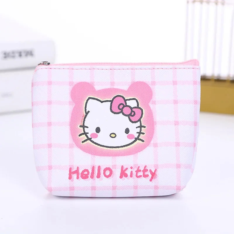 Hello Kitty Purse Coin Purses Cartoon Printed PU Melody Cute Wallet Bag Keychains Storage Bag Kuromi Kawaii Mini Pouch