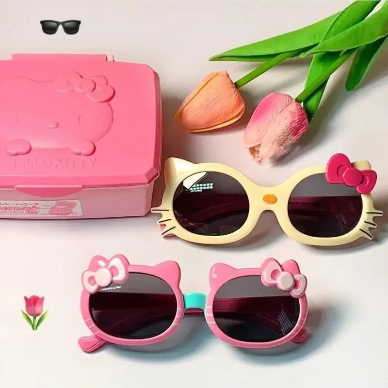 Hello Kitty Sunglasses Cute Cartoon Ultraviolet-proof Fashion Outdoor Beach Glasses Kawaii Children Girls Holiday Gifts