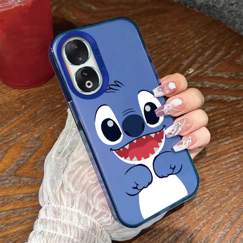 For Honor 90 Phone Case Lilo Stitch Big Eye Cute Cartoon Lovely Cover Matte Laser Coque For Honor 90 Fundas Honor90 Bumper