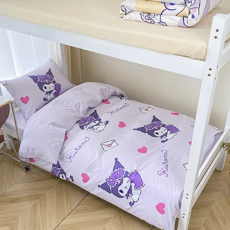 Hello Kitty Bedding Set Kuromi Cinnamoroll 100%cotton King Queen Full Size Duvet Cover Bed Sheet Pillowcase Home Textile