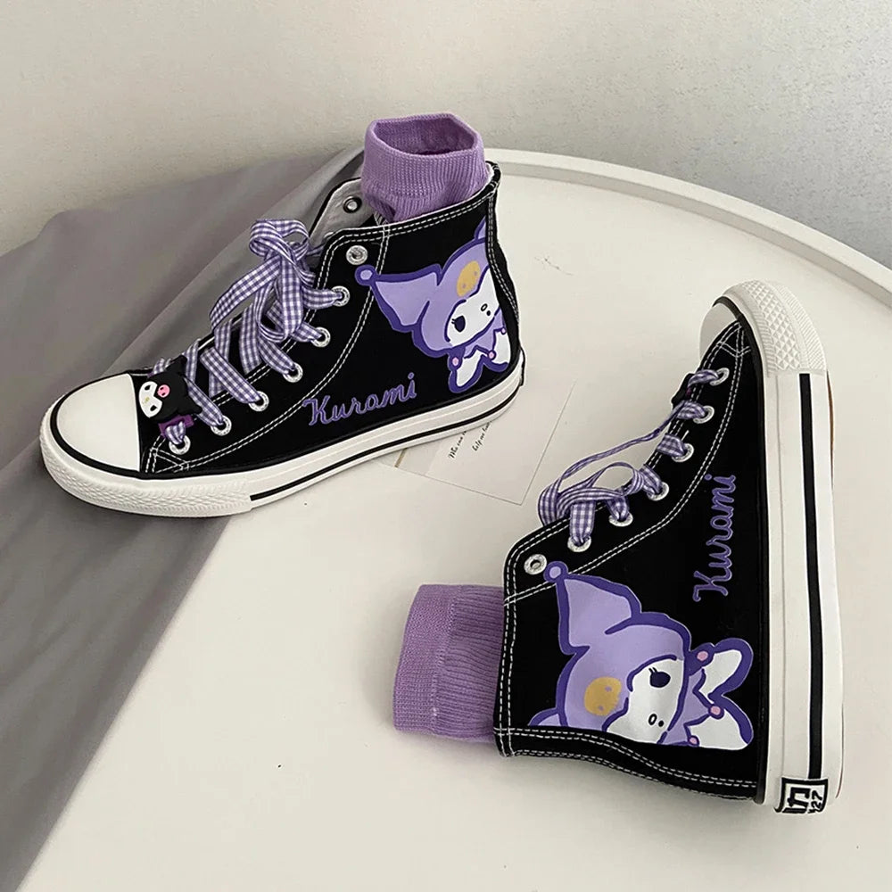 Original Kuromi High Top Canvas Shoes Rubber Non-slip Canvas Shoes Kawaii Student Japanese Girl Cute Cartoon Sneakers