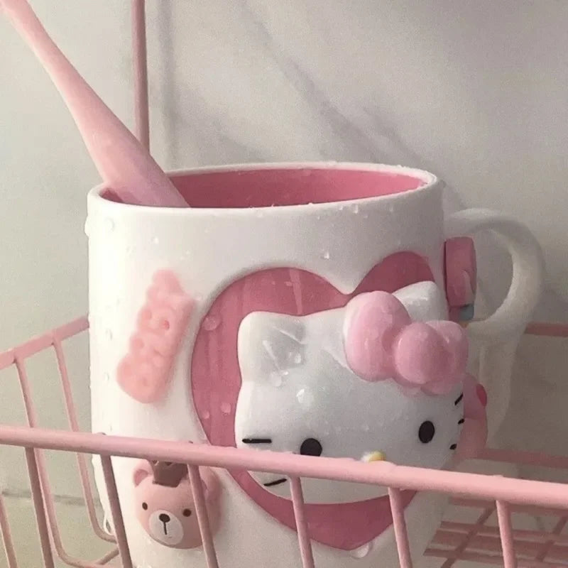 Hello kitty New Cartoon Kawaii Couple Mouthwash Cup Cartoon Sanrio Creative Girly Heart Children's Home Brushing Mouthwash Cup