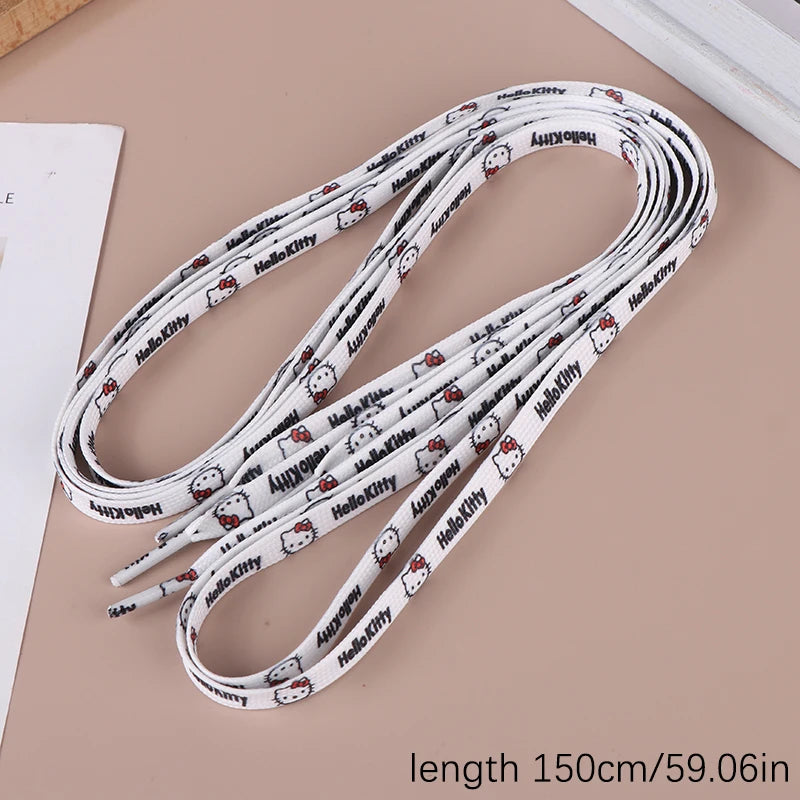 New 120Cm/150Cm 1Pair Flat Shoelaces Kuromi Hello Kitty No Elasticity Sneakers Laces Casual Thicken Shoes Accessories