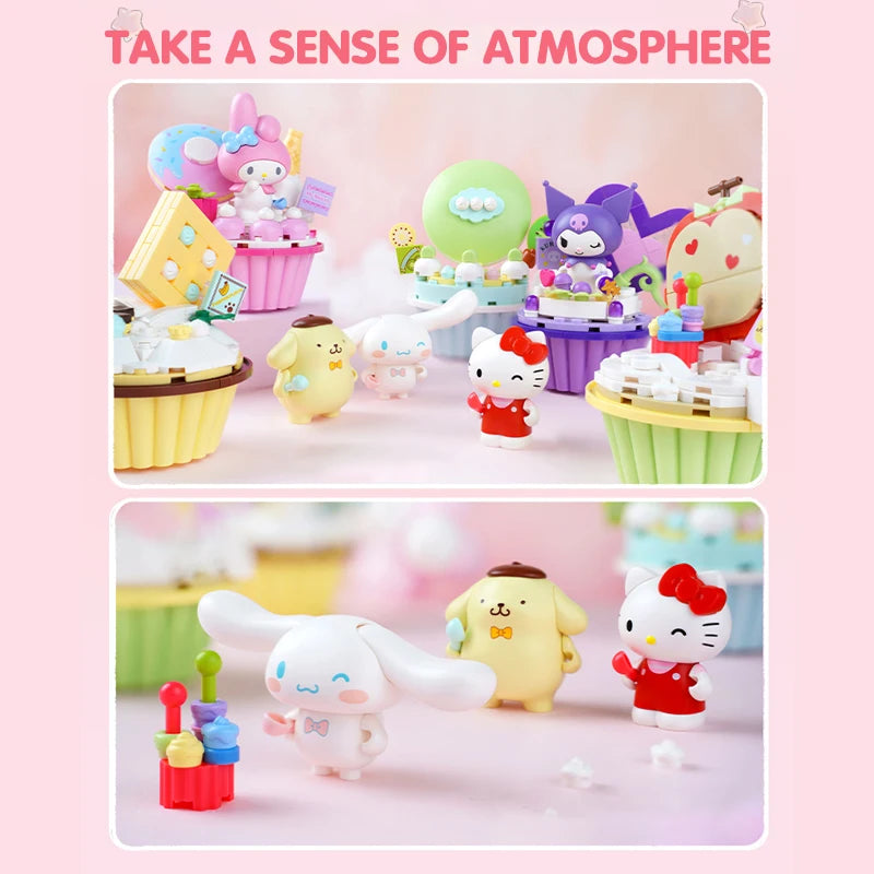 Kuromi Hellokitty Blocks Original Series Cartoon Cake Assembly Building Block Toys Cinnamoroll My Melody Girls Collection