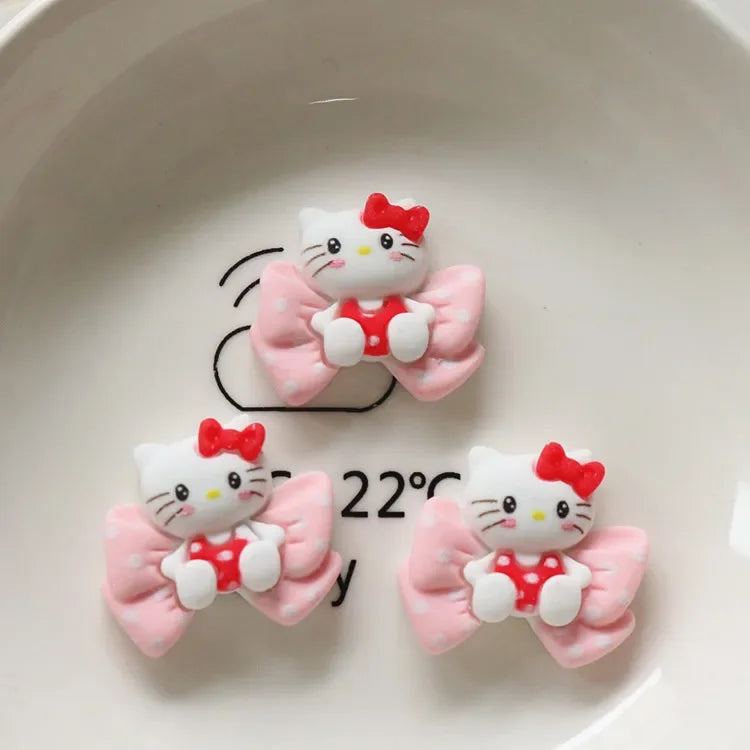 5pcs miniso series sanrio hello kitty cartoon resin flatback cabochons diy crafts materials jewelry making charms