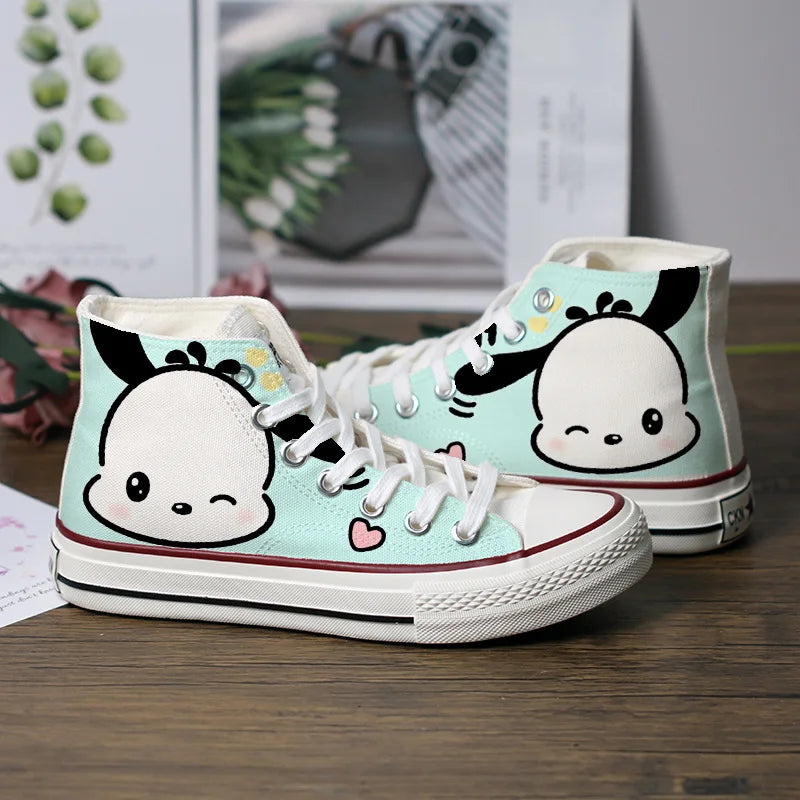 Kawaii Hello Kitty My Melody Canvas Shoes Cartoon New Summer Thin High-Top Sneakers Students Versatile Casual Shoes