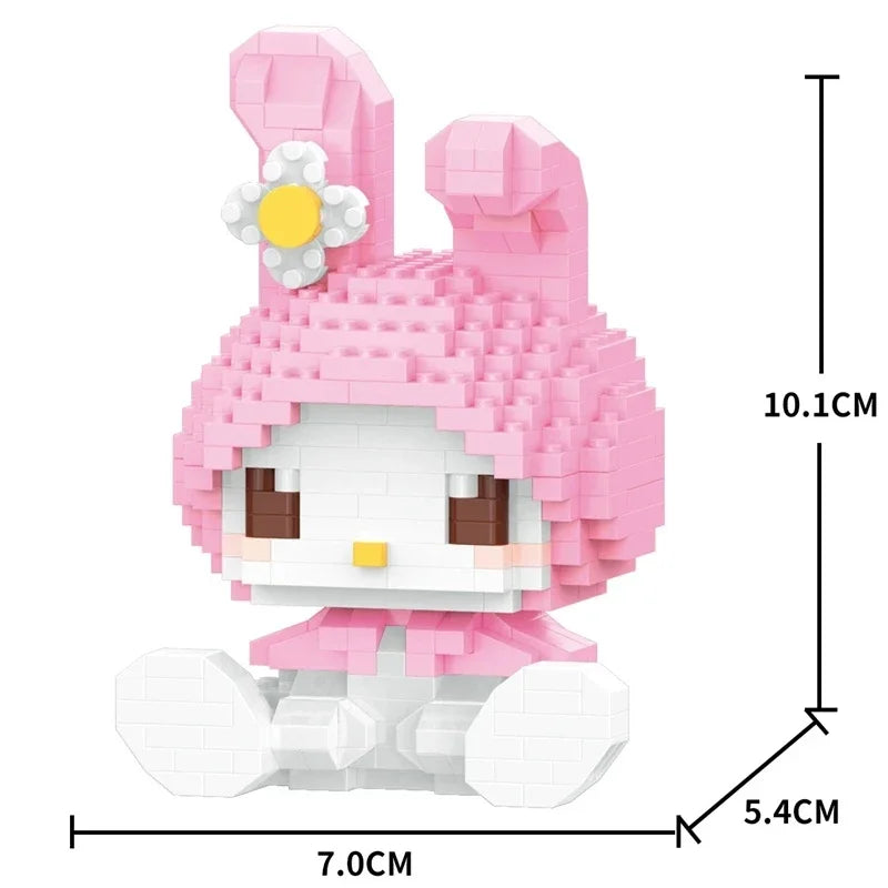 Sanrio Anime Hello Kitty My Melody Cinnamoroll Pompompurin Kuromi Building Blocks Girl Kid Holiday Christmas Gift