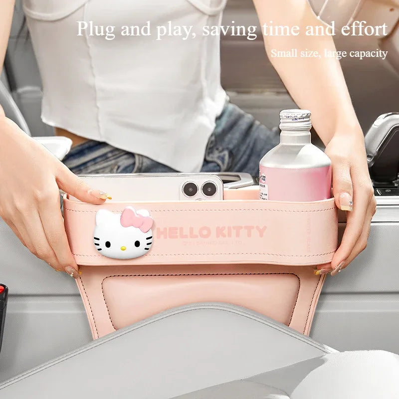 Hello Kitty Car Crevice Storage Box Multifunctional Cartoon Car Seat Clip Organizer Kawaii Sanrio Seat Gap Filler Organizer