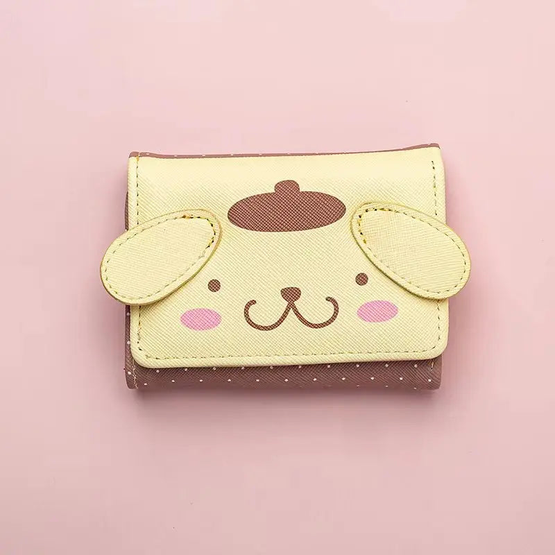 New Kawaii Kuromi Cartoon Wallet Hello Kitty My Melody Pochacco Anime Face Short Wallet Change Purse Coin Storage Bag ﻿