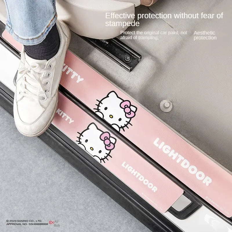 Kawaii Sanrio Car Door Sill Protection Strip Anti-Pedal Wear-Resistant Pu Cartoon Hello Kitty Cute Car Decoration Accessories