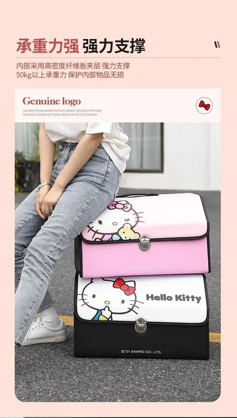 Sanrio Kawaii Hello Kitty Car Trunk Storage Box Anime Cartoon Lovely Fashion Exquisite Creative Waterproof Universal Storage Box