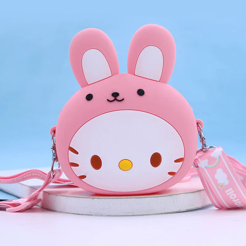 Bag Kawaii Hello Kitty Cinnamoroll Silica Gel Shoulder Bags Kuromi My Melody Coin Purse for Girl Cute Doll Handbag Gift