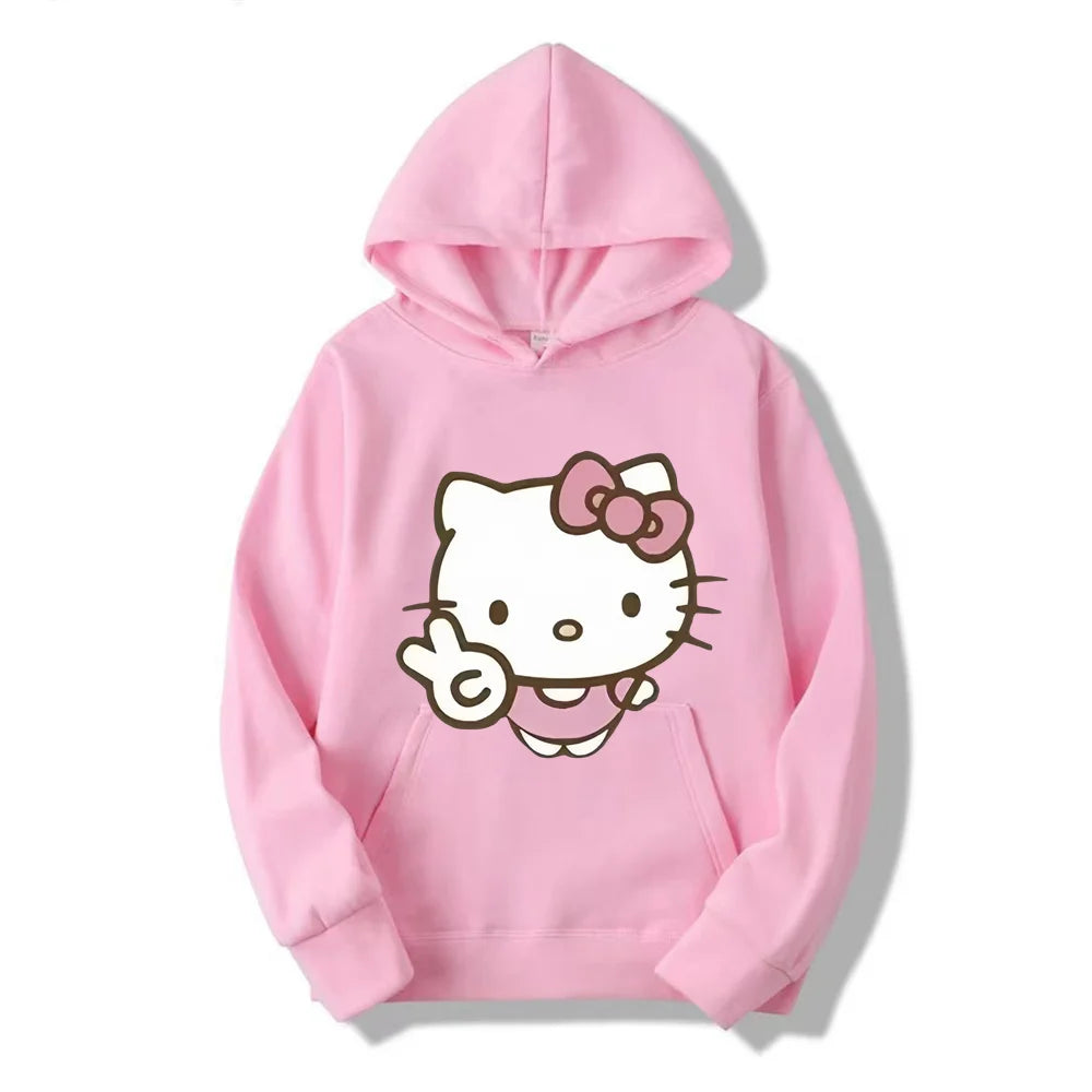 2025 New Hello Kitty Cartoon Family Women Hoodie Cartoon Anime Men Pullover New Spring Autumn Couple Sweatshirt Clothes Top