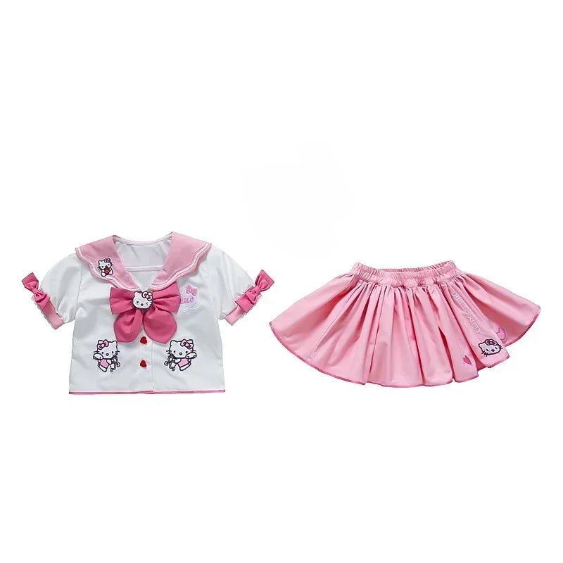 HelloKitty Children's CosPlay Academy Style Pleated Skirt Girl Princess Clothes Children's JK Uniform Birthday Gift