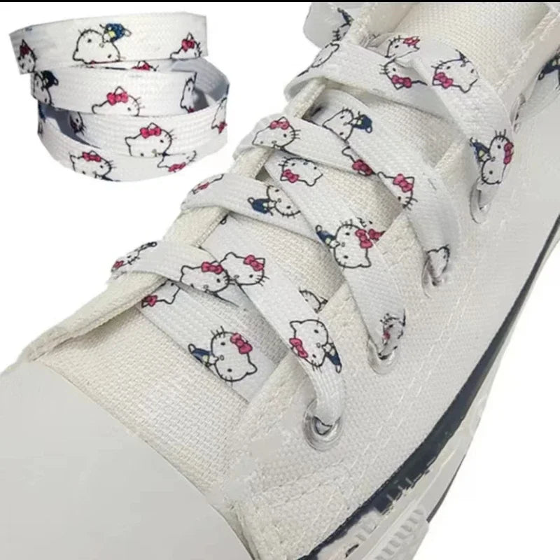 1 Pair Hello Kitty Shoelaces Anime Cinnamoroll Kuromi 120-150cm Sneakers Fabric Shoe Laces Cartoon Shoes Accessories Gift