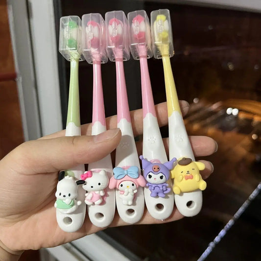 Children Toothbrush Anime My Melody Kuromi Household Soft Tooth Brush Kawaii Teeth Cleaning Oral Tool Cartoon Kids Gifts