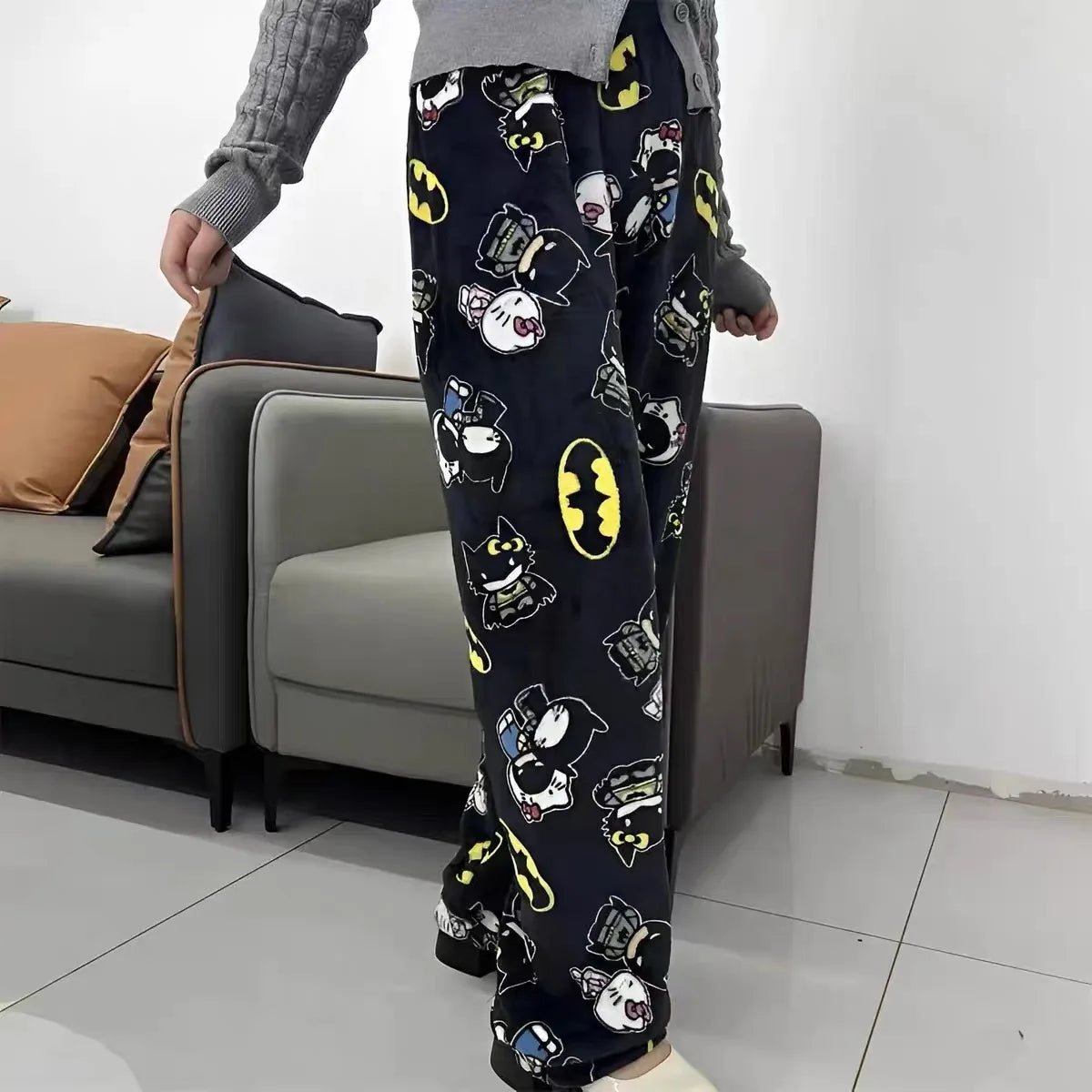 Hello Kitty Christmas Pajamas Pants Anime Sanrio 2024 New Flannel Men Women Winter Casual Trousers Ladies' Home Loose Pajamas