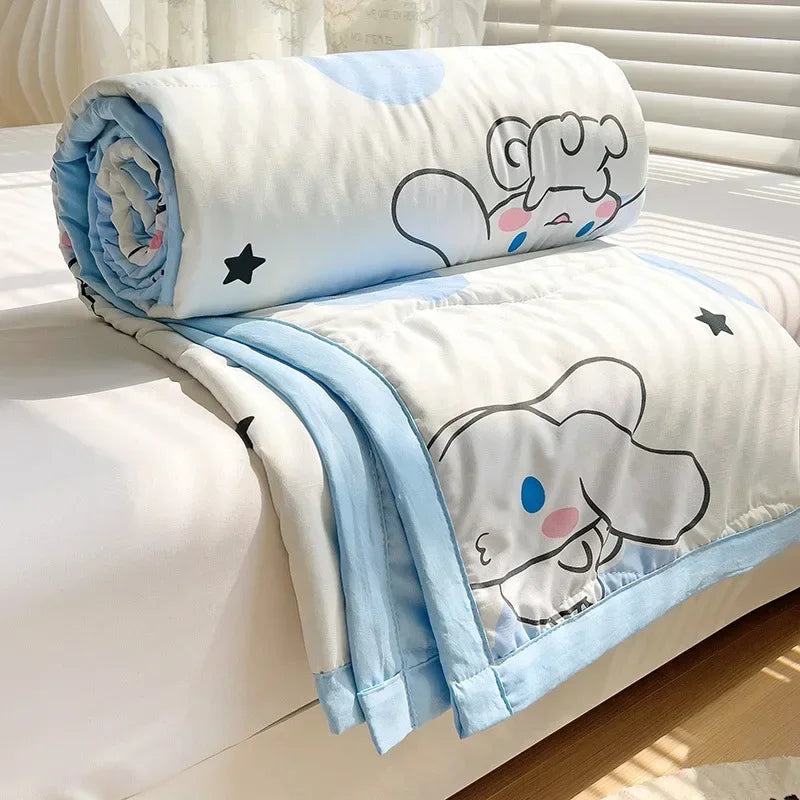 2025 New Summer Air Conditioner Quilt Kuromi Hello Kitty Children's Nap Quilt Office Blanket Cute Class A Washed Cotton