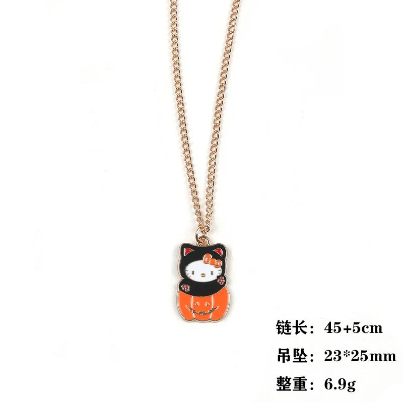 2025 Halloween Necklace Kawaii Anime Hello Kitty Transform Demon Ghost Pumpkin Alloy Pendant Jewelry Pendant Gifts Toys