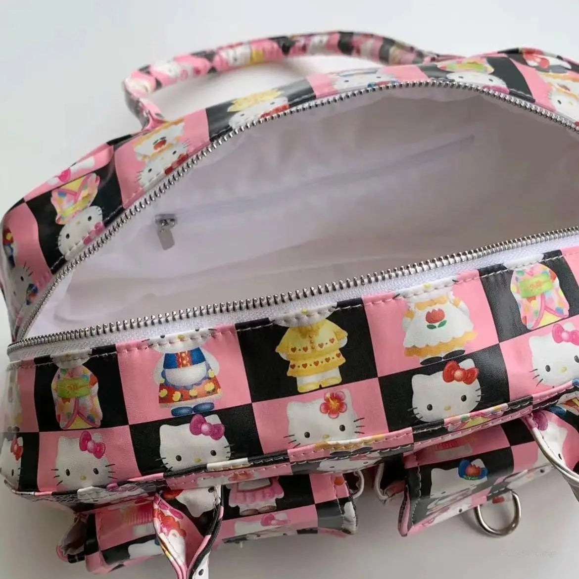 Hello Kitty New Full Printed Fashion PU Bags Y2k Female Cartoon Aesthetic Cute Tote Bag Women Luxury Design Handbags