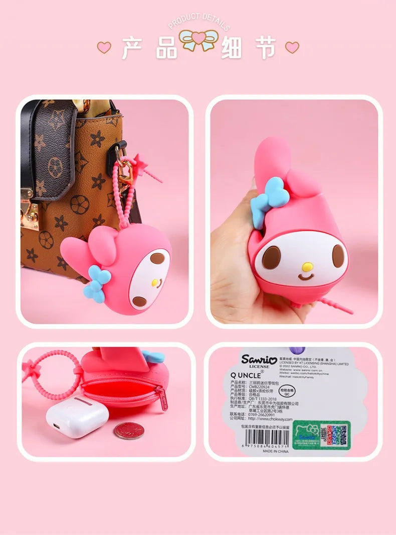 Wallet Kuromi Hello Kitty Cinnamoroll Waterproof Coin Purse Bluetooth Headset Bag Toy My Melody Pendant Girls Kids Gifts