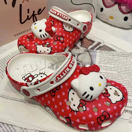 Hello Kitty Hole Sandals Slippers Kt Cat Sandals Kawaii Eva Anime Home Beach Shoes Summer Slippers Adult Kids Gift