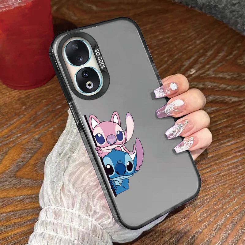 For Honor 90 Phone Case Lilo Stitch Big Eye Cute Cartoon Lovely Cover Matte Laser Coque For Honor 90 Fundas Honor90 Bumper