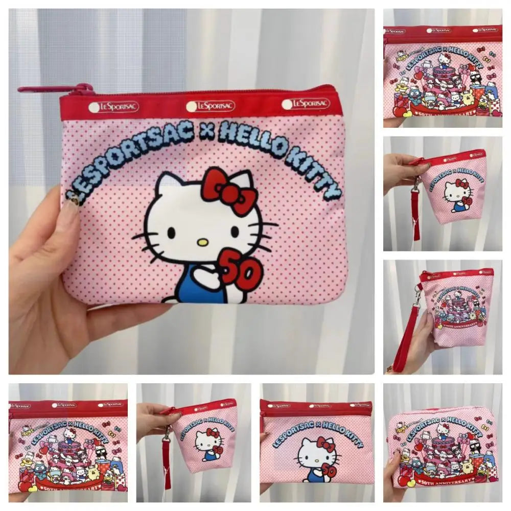 Popular Cute Anime Cartoon Hello Kitty Series Large Capacity Handheld Makeup Bags Stationery Bag Wallet Romantic Birthday Gifts