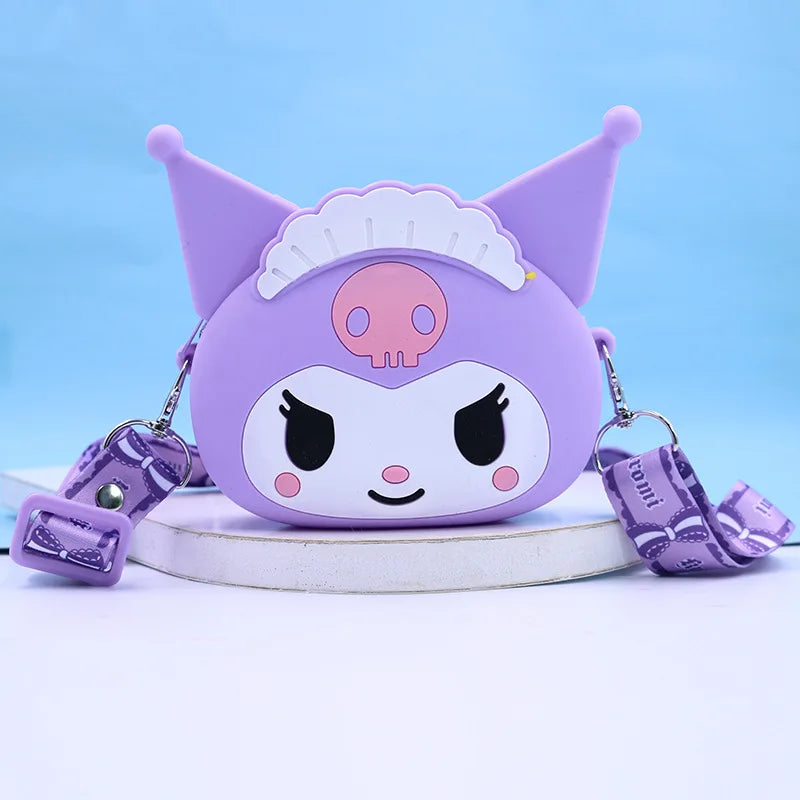 Bag Kawaii Hello Kitty Cinnamoroll Silica Gel Shoulder Bags Kuromi My Melody Coin Purse for Girl Cute Doll Handbag Gift