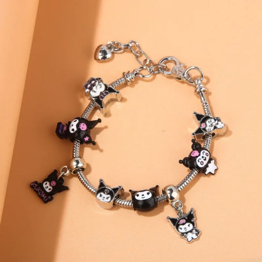 Kuromi Pandora Bracelet Fashion Cartoon Hello Kitty Adjustable  Ladies Rhinestone Beaded Jewelry Bracelet Holiday Gifts