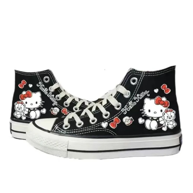 Hello Kitty Print Korean Version High Top Canvas Shoes Lolita Cartoon Boys and Girls Student Casual Shoes Kids Sneakers