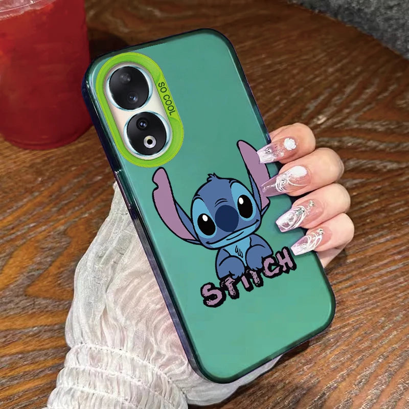 For Honor 90 Phone Case Lilo Stitch Big Eye Cute Cartoon Lovely Cover Matte Laser Coque For Honor 90 Fundas Honor90 Bumper