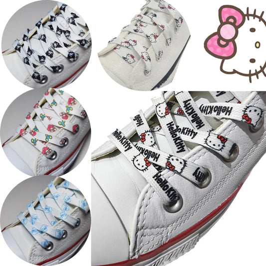 1 Pair Hello Kitty Shoelaces Anime Cinnamoroll Kuromi 120-150cm Sneakers Fabric Shoe Laces Cartoon Shoes Accessories Gift