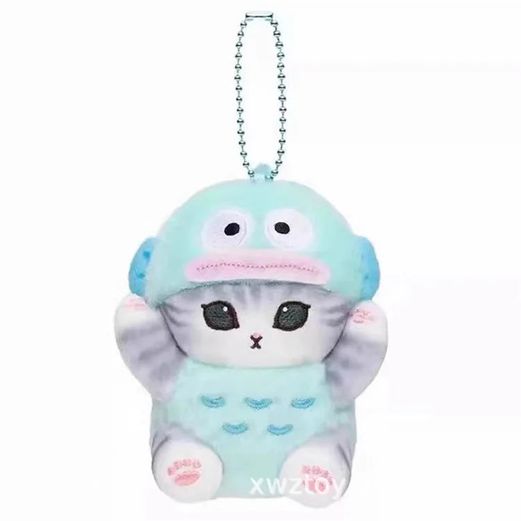 Kawaii Plush Keychain Pendant Cartoon Mofus and Shark Cat Cross-Dressing Hello Kitty Kuromi doll stuff Backpack Decor Toys