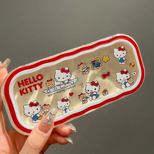 Kawaii Hello Kitty Eyeglass Case Anime Cartoon Cute Translucent Glasses Storage Box Sunglasses Protective Case Girl Gift