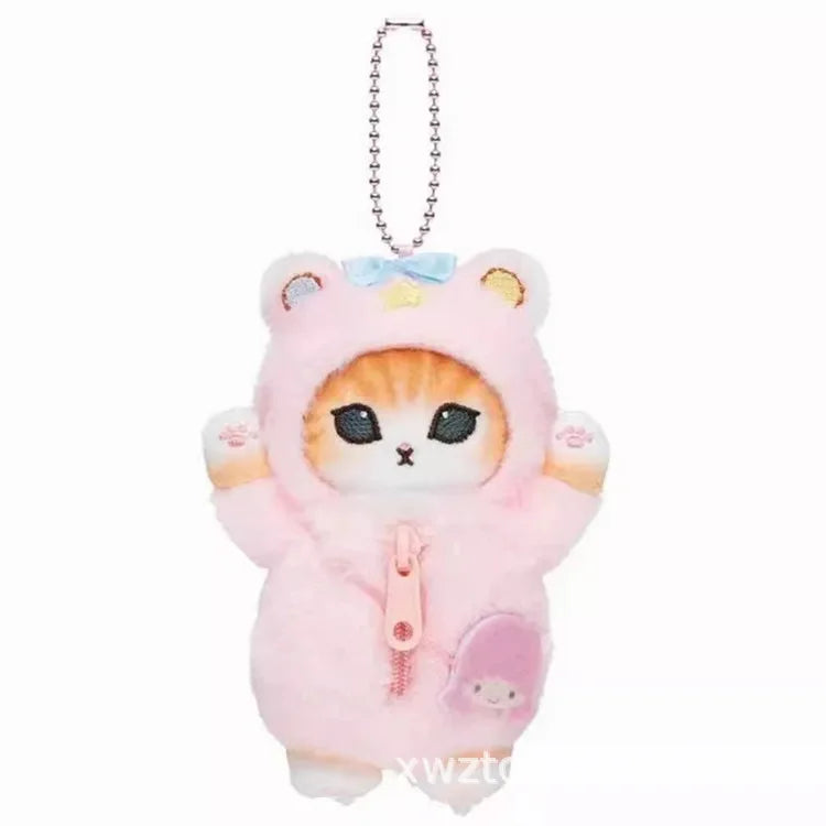 Kawaii Plush Keychain Pendant Cartoon Mofus and Shark Cat Cross-Dressing Hello Kitty Kuromi doll stuff Backpack Decor Toys