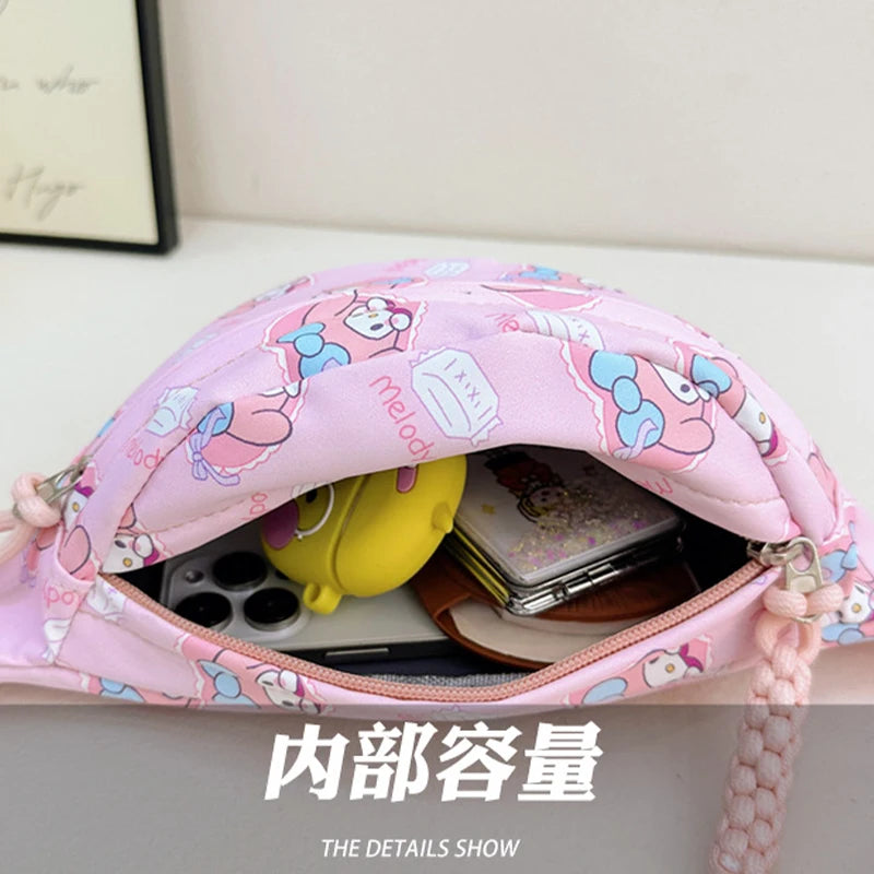 Kawaii Chest Bag Cinnamoroll Kuromi Phone Package Shoulder Bag Waist Storage Pouch My Melody Hello Kitty Coin Purse Gift