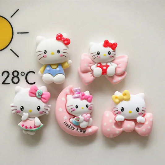 5pcs miniso series sanrio hello kitty cartoon resin flatback cabochons diy crafts materials jewelry making charms