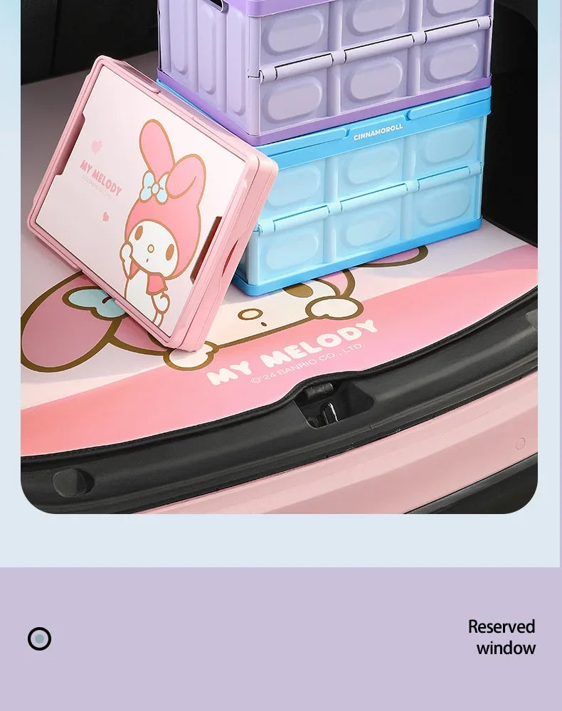 Sanrio Kawaii Anime Hello Kitty Car Trunk Storage Box Cute Outdoor Camping Portable Glove Box Foldable Car Storage Box Kids