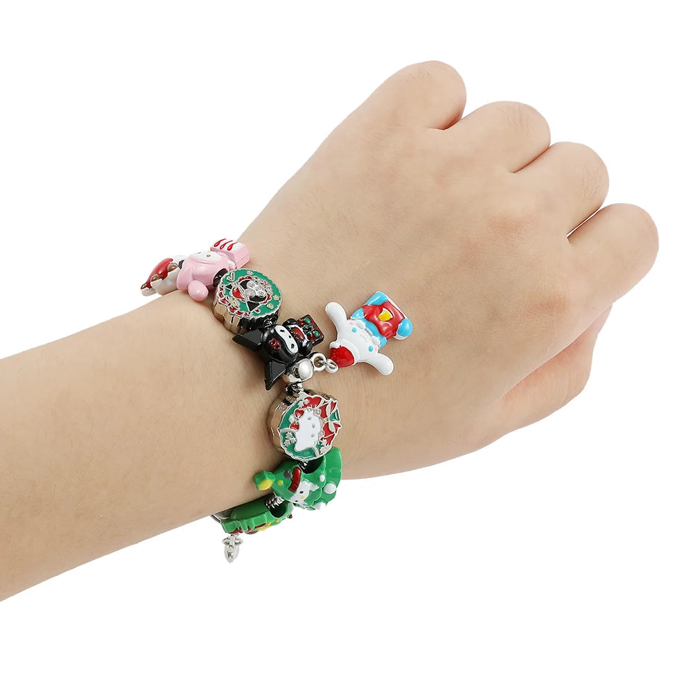 Christmas Style Charms Bracelet for Girl, DIY Jewelry Accessories, Kawaii, Hello Kitty, Kuromi, Melody, Student