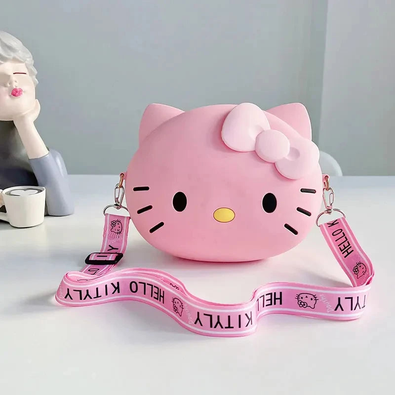 Hello Kitty Small Bag Adorable 3D Cartoon Cute Silicone Zipper Bag Kawaii Waterproof Crossbody Bag Coin Purse Birthday Gift Toys