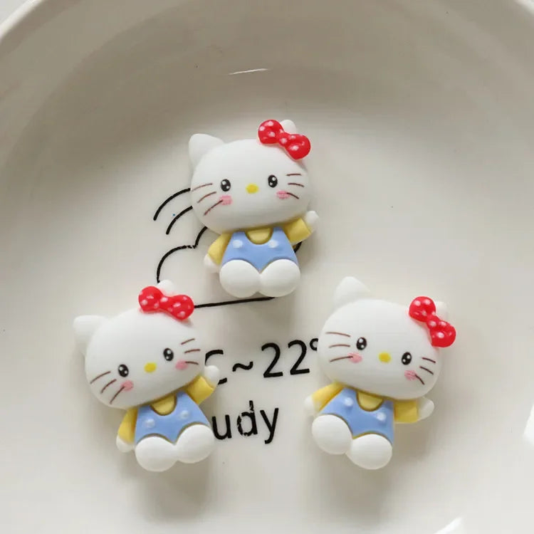 5pcs miniso series sanrio hello kitty cartoon resin flatback cabochons diy crafts materials jewelry making charms