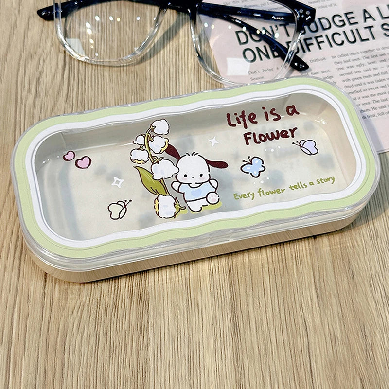 New Cartoon Anime Hello Kitty Kuromi Melody Glasses Case Kawaii Fashion Simple Portable Anti-fall Sunglasses Storage Box