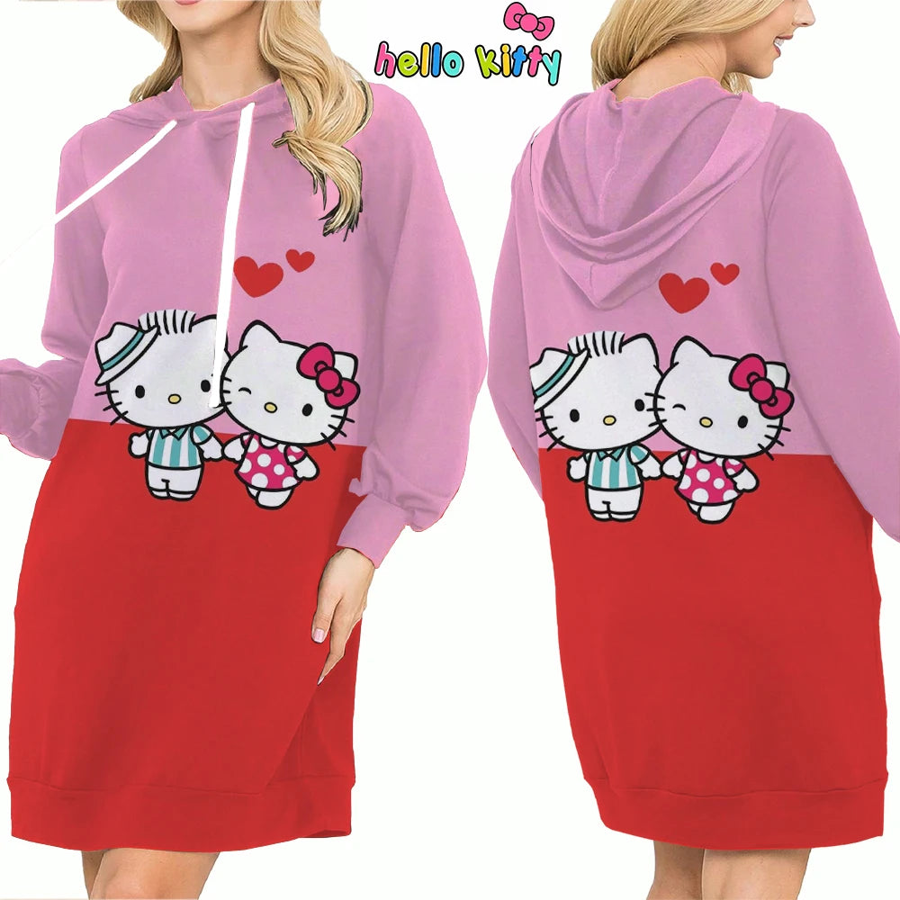 Hello Kitty Top Y2k Clothes S-3XL Kawaii 2025 Lovely Autumn/winter Sweatshirts Women's Hoodie Dress Anime Streetwear Hoody Woman