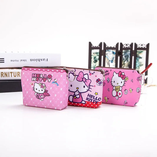 Hello Kitty Purse Coin Purses Cartoon Printed PU Melody Cute Wallet Bag Keychains Storage Bag Kuromi Kawaii Mini Pouch