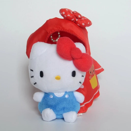 Original 13cm Raincoat Hello kitty Pendant Keychain Plush Toys Stuffed Animal Soft Doll Kids Cartoon Anime Birthday Gift