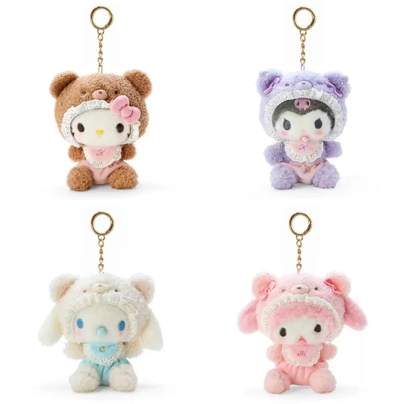 20CM Kawali Kuromi Hello Kitty My Melody Cinnamoroll Pillow Plush Toys Plushie Keychain Stuffed Doll Pendant for Kid Gift