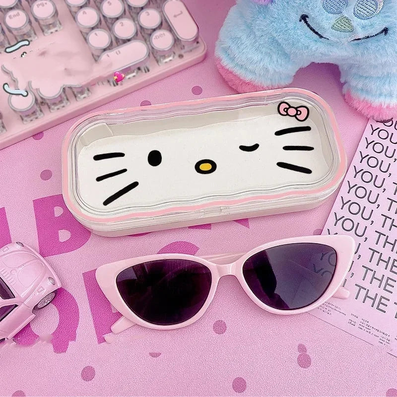 Hello Kitty Glasses Storage Box Anime Kawaii Cute Cartoon Girly Heart Sunglasses Protective Case Gifts for Girls