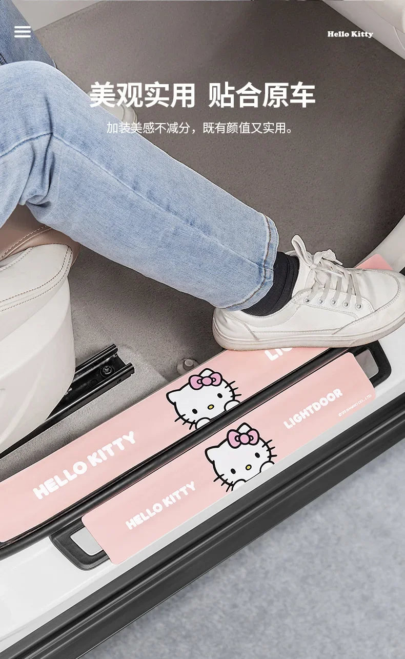 Kawaii Sanrio Car Door Sill Protection Strip Anti-Pedal Wear-Resistant Pu Cartoon Hello Kitty Cute Car Decoration Accessories